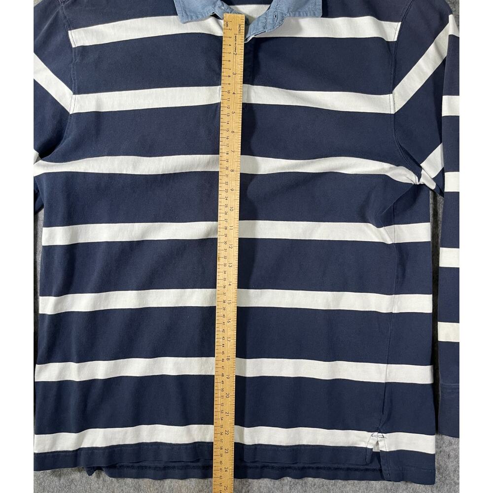 J.Crew Striped Rugby Shirt / Men's XL / Heavyweight 100% Cotton Navy White AR853 - Picture 4 of 13